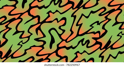 rectangular background of curvilinear red green shapes