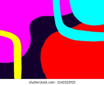 Rectangular background painted with a rough brush. Sketch, grunge, watercolor. Neon colors. Modern vector illustration.