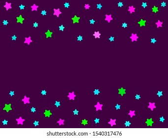 Rectangular background with scattered stars. Flat vector illustration.
