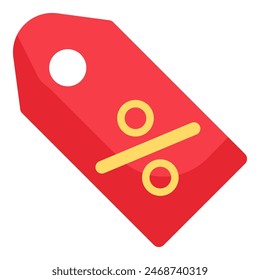 Rectangular Badge With Percent Sign Red Discount