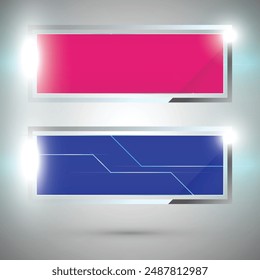 Rectangular banner design. Pink and purple banner.