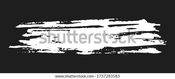 Rectangular banner hand\
painted with black ink brush isolated on white background. Vector\
illustration