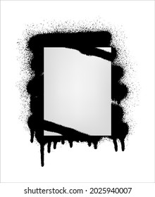 Rectangular banner on graffiti background. Vector blank with aerosol stains