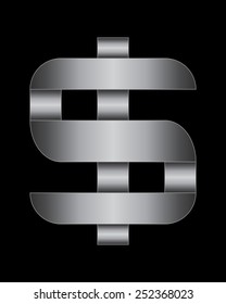 rectangular bent metal font - dollar currency symbol