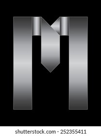 rectangular bent metal font - letter M