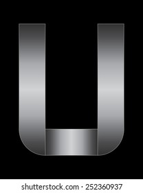 rectangular bent metal font - letter U