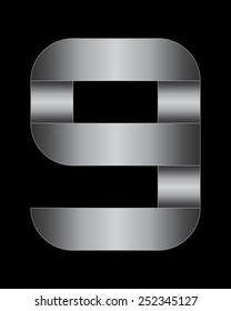rectangular bent metal font - number 9