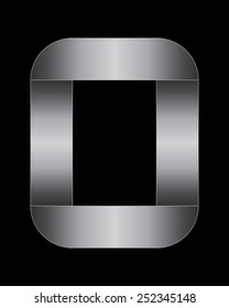rectangular bent metal font - number 0