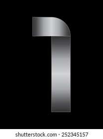 rectangular bent metal font - number 1