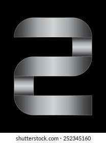 rectangular bent metal font - number 2