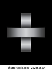 rectangular bent metal font - plus sign