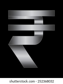 rectangular bent metal font - rupee currency symbol