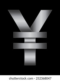 rectangular bent metal font - yen and yuan currency symbol