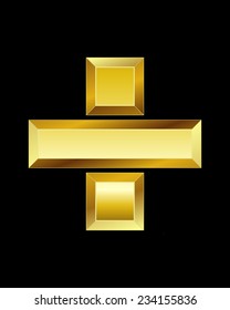rectangular beveled golden font - division sign