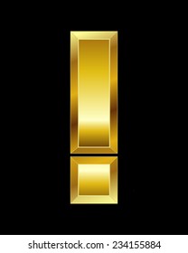 rectangular beveled golden font - exclamation mark