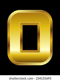 rectangular beveled golden font - letter O