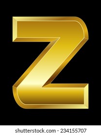 rectangular beveled golden font - letter Z