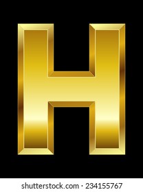 rectangular beveled golden font - letter H