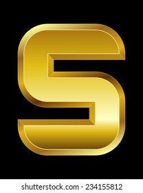 rectangular beveled golden font - letter S