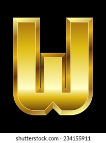 rectangular beveled golden font - letter W