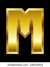 rectangular beveled golden font - letter M