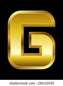 rectangular beveled golden font - letter G