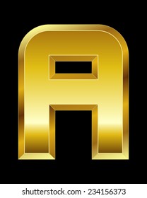 rectangular beveled golden font - letter A