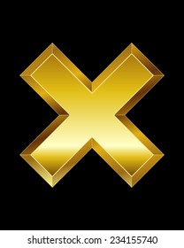 rectangular beveled golden font - multiplication sign