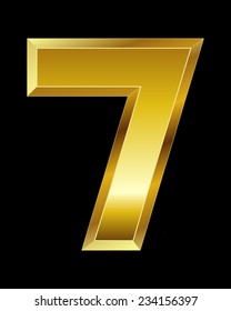 rectangular beveled golden font - number 7