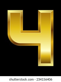 rectangular beveled golden font - number 4