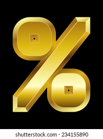 rectangular beveled golden font - percentage sign