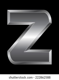rectangular beveled metal font - letter Z vector