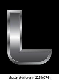 rectangular beveled metal font - letter L vector
