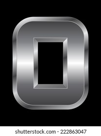 rectangular beveled metal font - number 0 vector