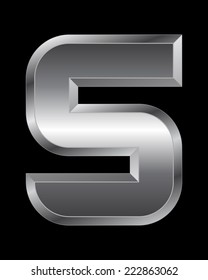 rectangular beveled metal font - number 5 vector