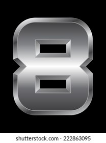 rectangular beveled metal font - number 8 vector