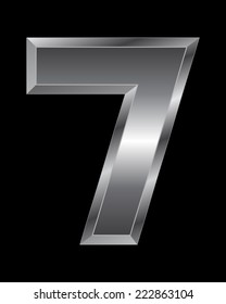 rectangular beveled metal font - number 7 vector