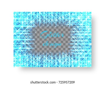 Rectangular Birthday greeting card design with bright blue neon lights on a transparent background