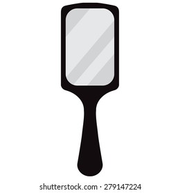 Rectangular, black hand mirror vector isolated. Hand mirror icon