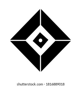 rectangular black icon with a circle in the middle
