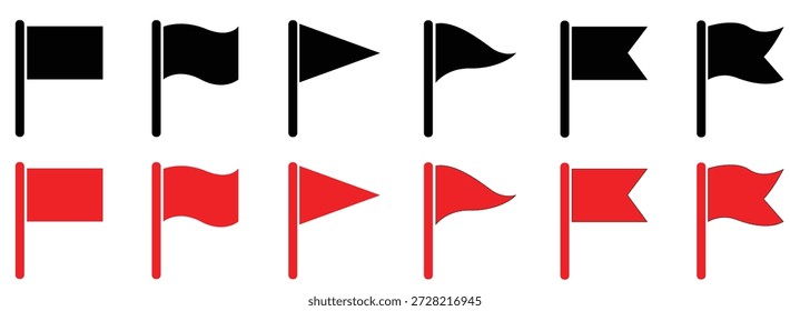 Rectangular black and red flag icons