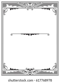 Rectangular black and white border and text divider, Letter page proportions.