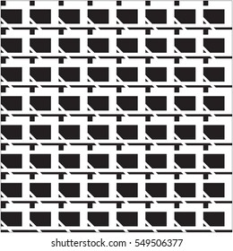 Rectangular black and white pattern with a diagonal element