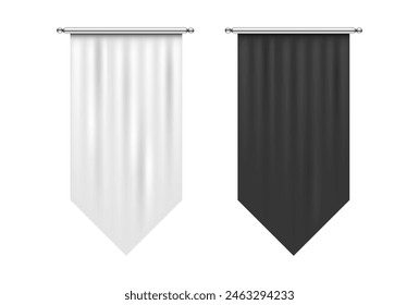 rectangular black and white pennant flags. hanging flags mock up