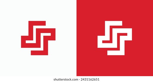 Rectangular block double letter S initial vector logo design in modern, simple, clean abstract style.