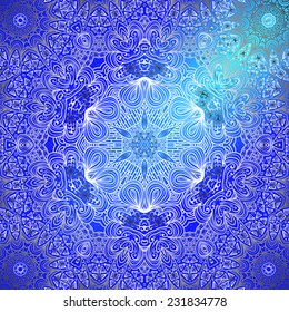 Rectangular blue ornament for design and background