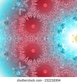 Rectangular blue red ornament for design and background