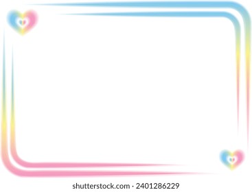 Rectangular blurred gradient border with heart. Vector illustration