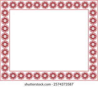 Rectangular Border with Dark Red Design in Circles