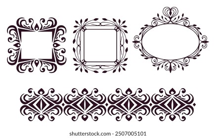 Rectangular Border Geometric Simple Border,
Set of Decorative vintage floral ornamental Calligraphic
Stencil Borders For Paper,Frames,Black And White Design
vintage page dividers and lots of beauty